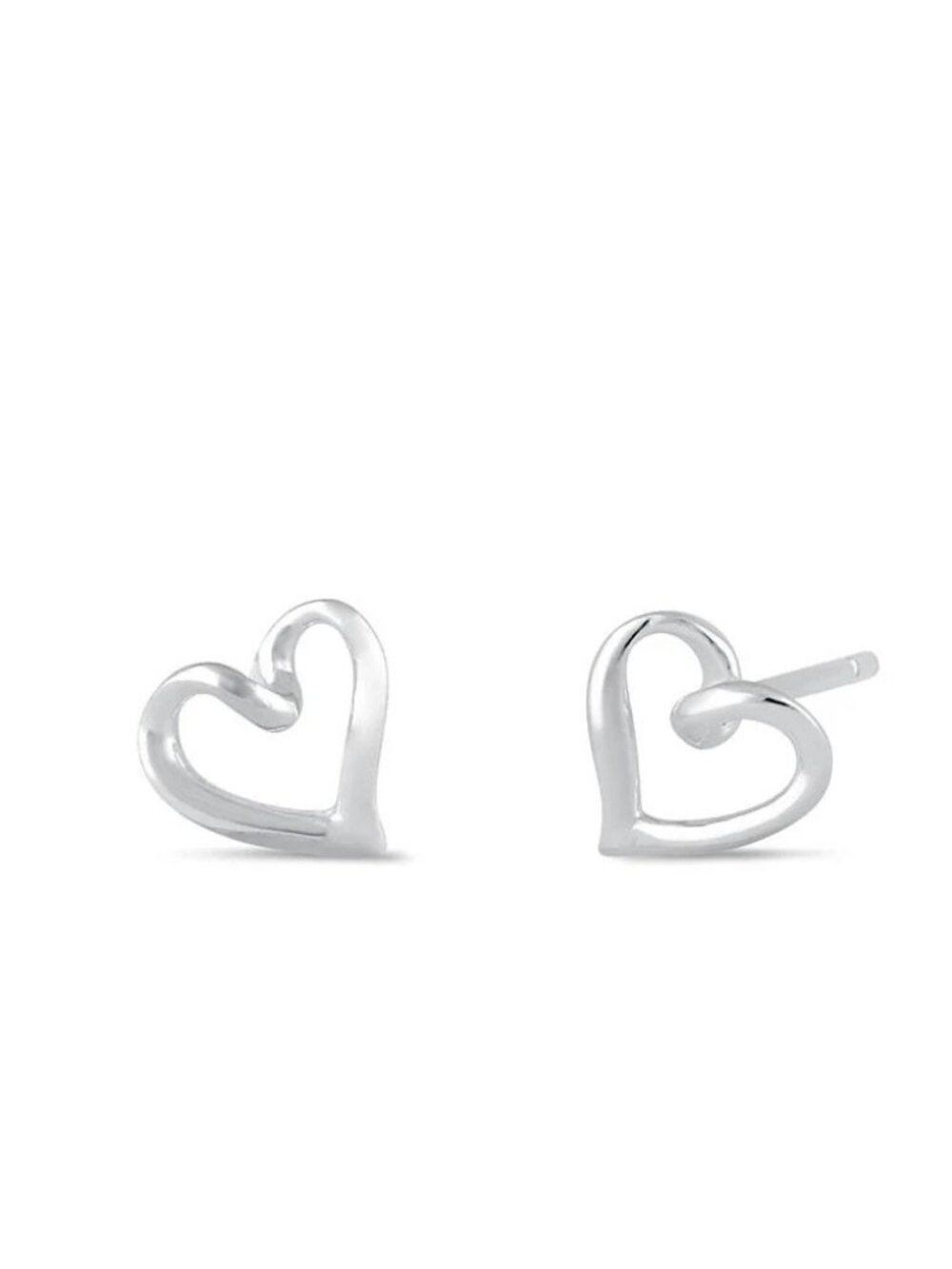 Sterling Silver Cursive Heart Stud Earrings 925 Sterling Post Back Quiet Luxury